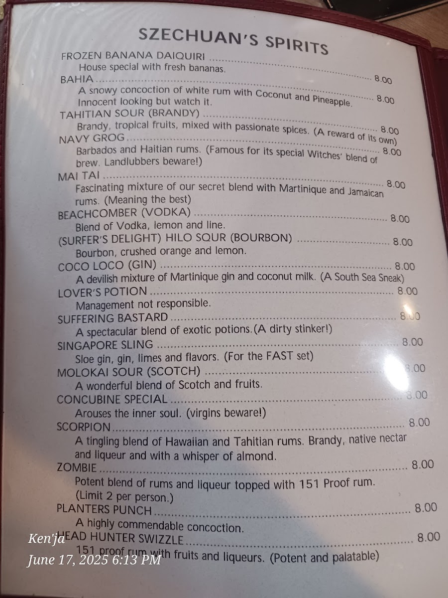 Szechuan Chinese Restaurant Menu - Image 1